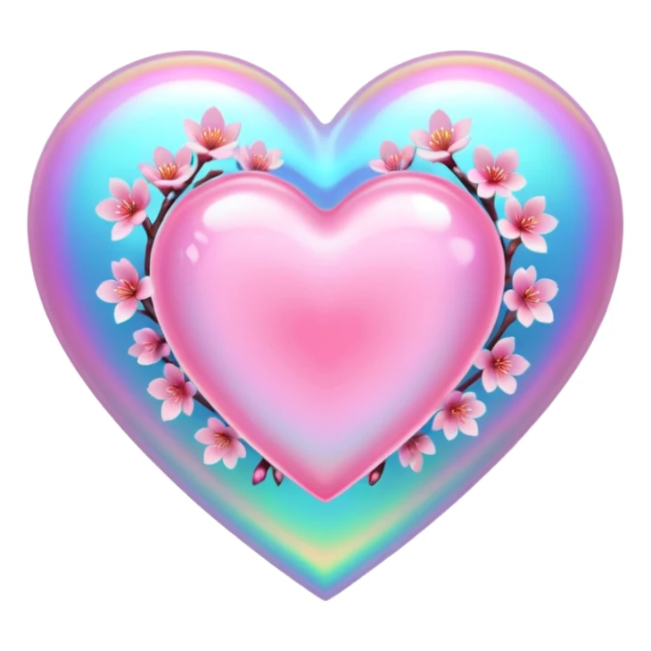 sakura heart with a holographic effect sticker