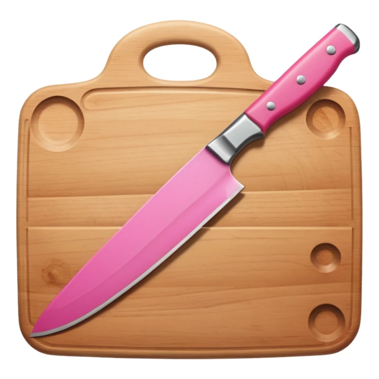 a cutting board with pink knife sticker