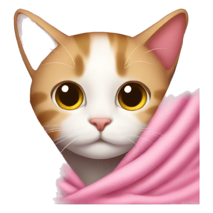 cats in a blanket that is pink sticker