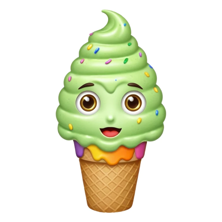 sprinkled green ice cream with eyes sticker
