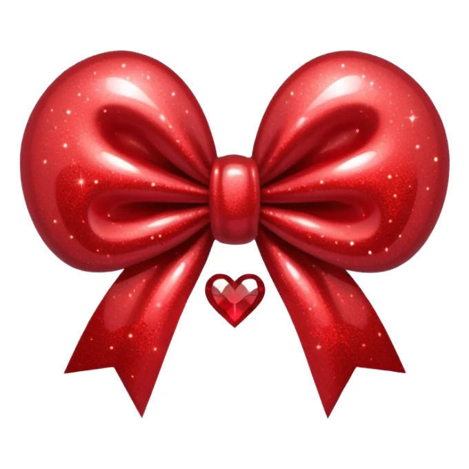 red glitter bow heart sticker