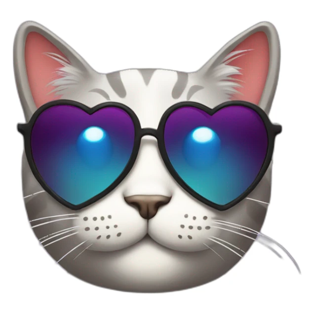 cool cat with heart shades sticker