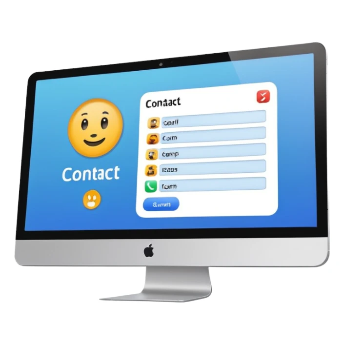 computer screen with a contact card, CRM theme sticker