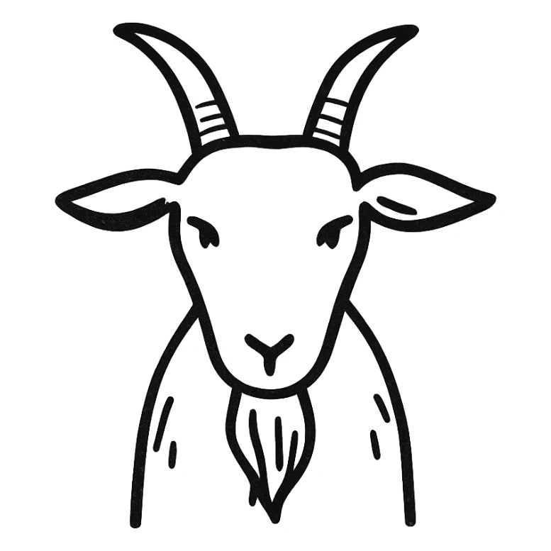 black goat from the front, simple, clear sticker