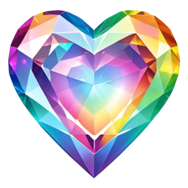 Sparkly rainbow diamond heart sticker