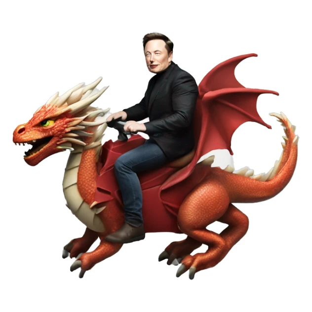 Elon Musk riding on dragon in spce  sticker