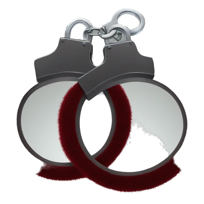 Dark red fuzzy handcuffs sticker