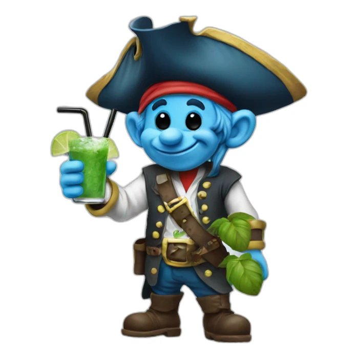 smurf pirate drinking mojito sticker