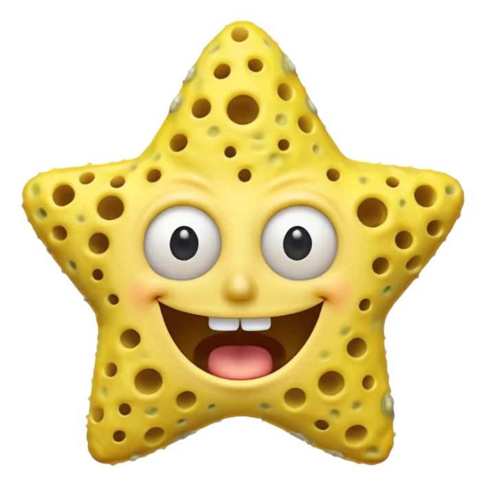 Star face SpongeBob mouth shape open happy sticker