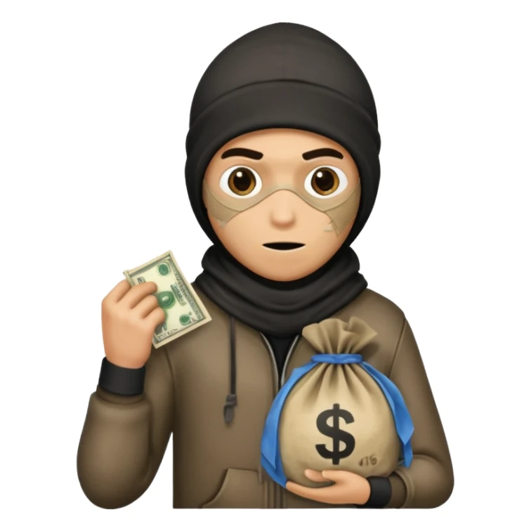 Robber with money bag sticker