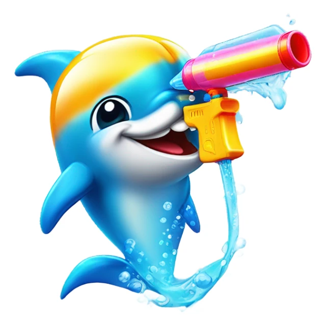 Dolphin with water gun sticker