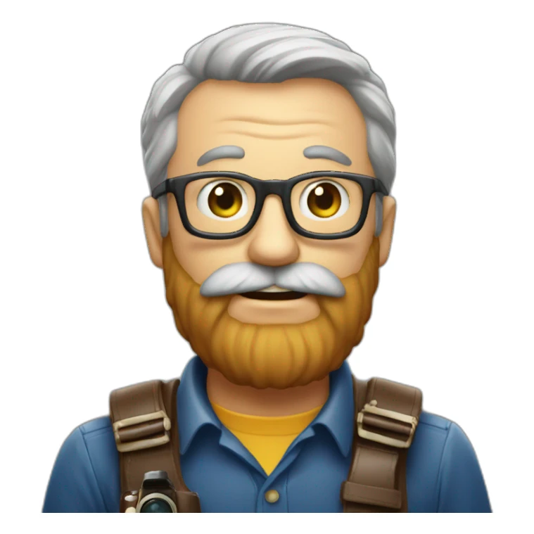 old photographer, beard, camera sony sticker