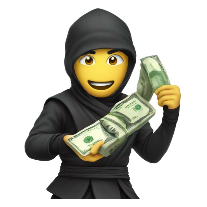 happy ninja with money sticker