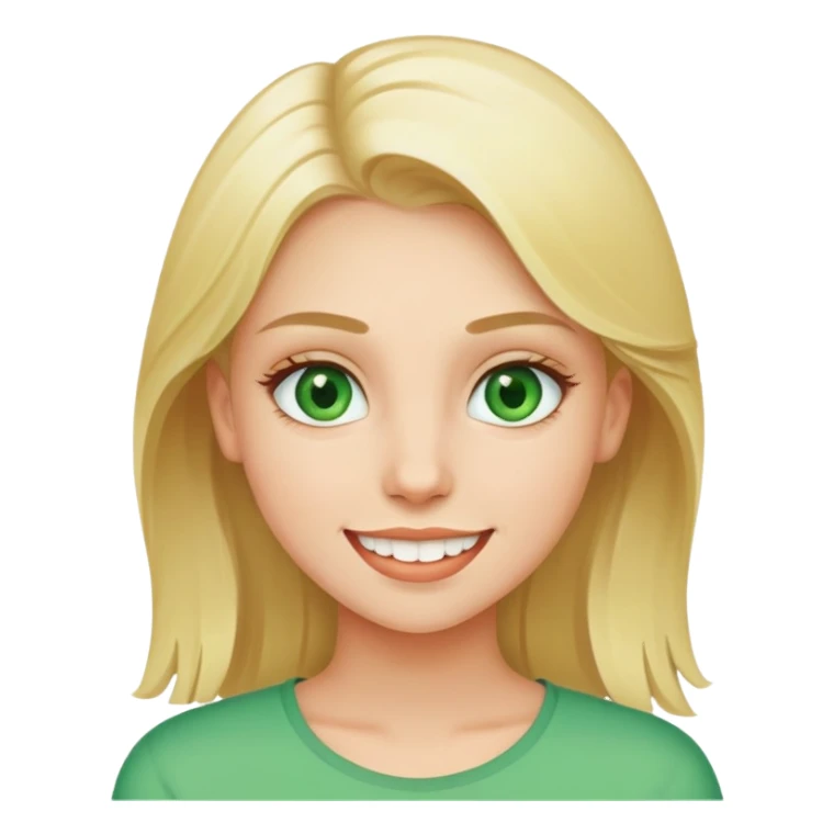 Green eye blond girl white teeth sticker