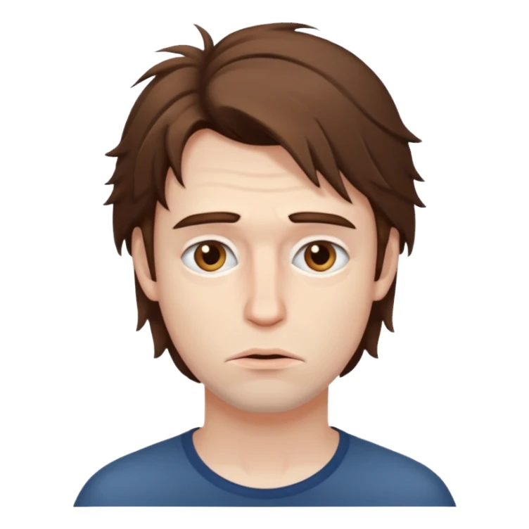 Weak man with disheveled hair sticker