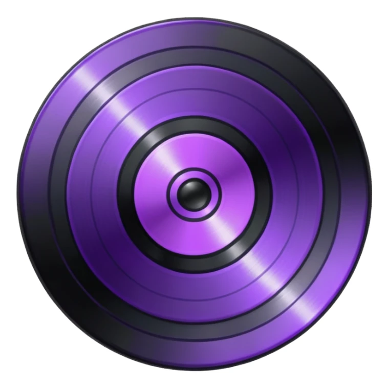 black pixelated record disc with a purple middle sticker
