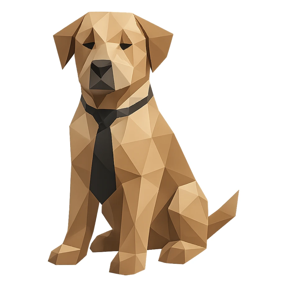 low-poly polygonal style dog wearing a tie sticker