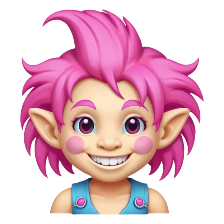 Troll doll with pink hair sticker