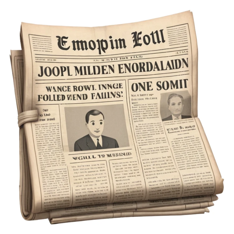 newspaper with headlines folded sticker