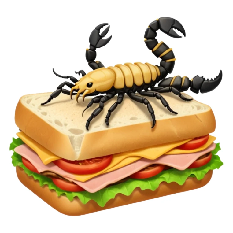 A scorpion in a cloud eating a sandwich sticker