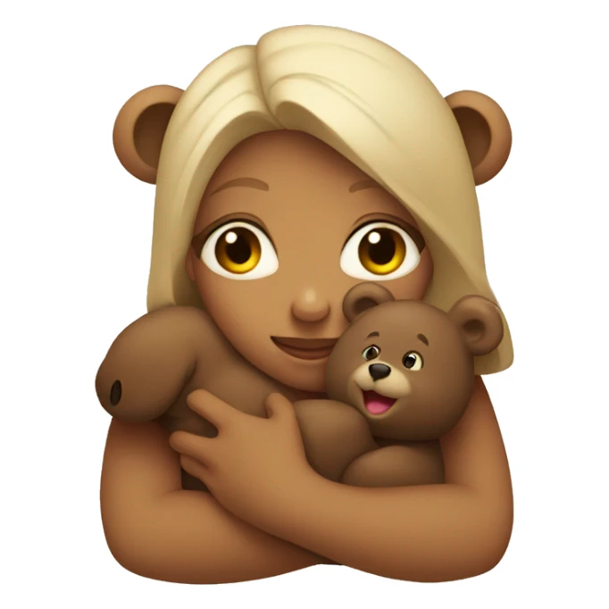 Girl hugging bear sticker
