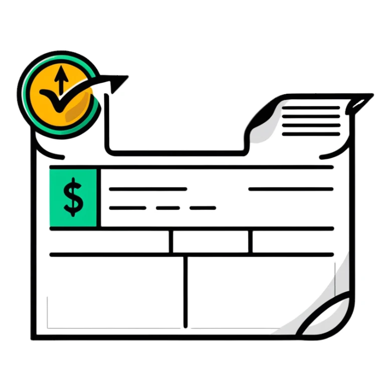 A receipt with a circular return arrow, representing a return policy sticker