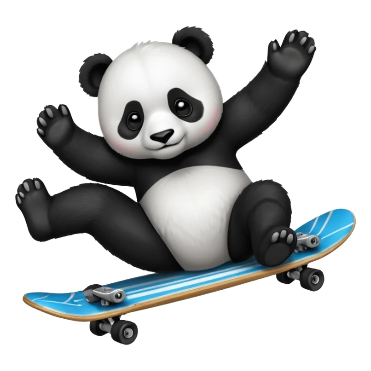 panda on a skateboard, lying on its back sticker