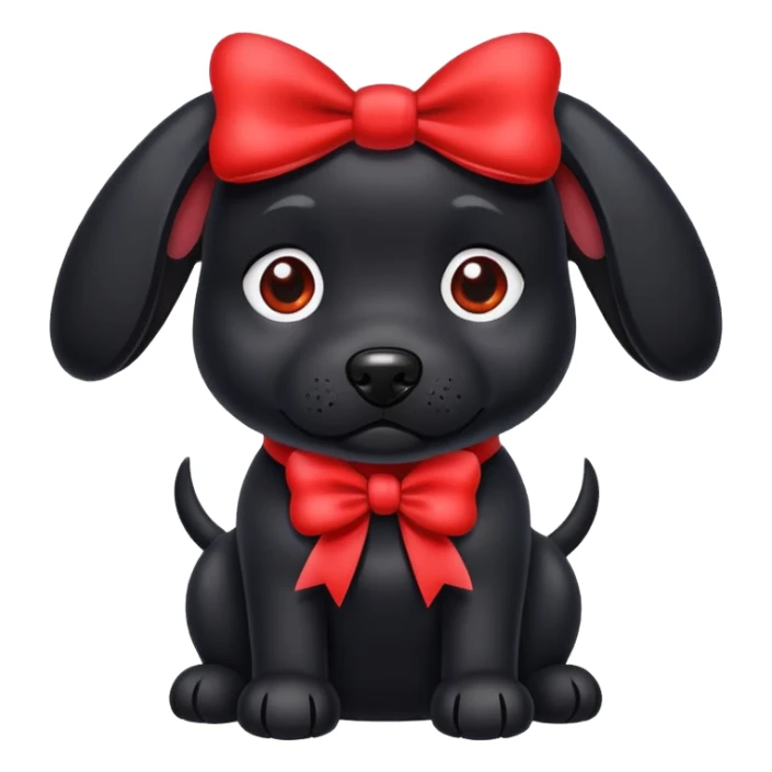 black dog with bow sticker