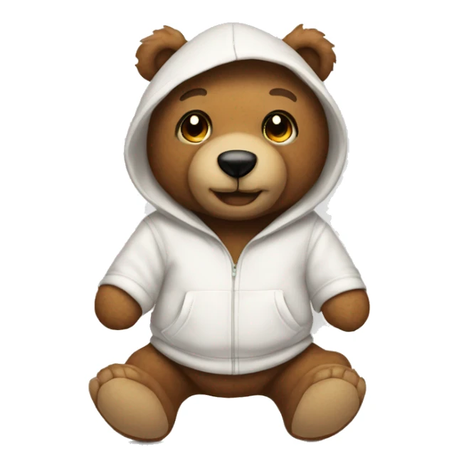 Brown teddy bear with white hoodie sticker