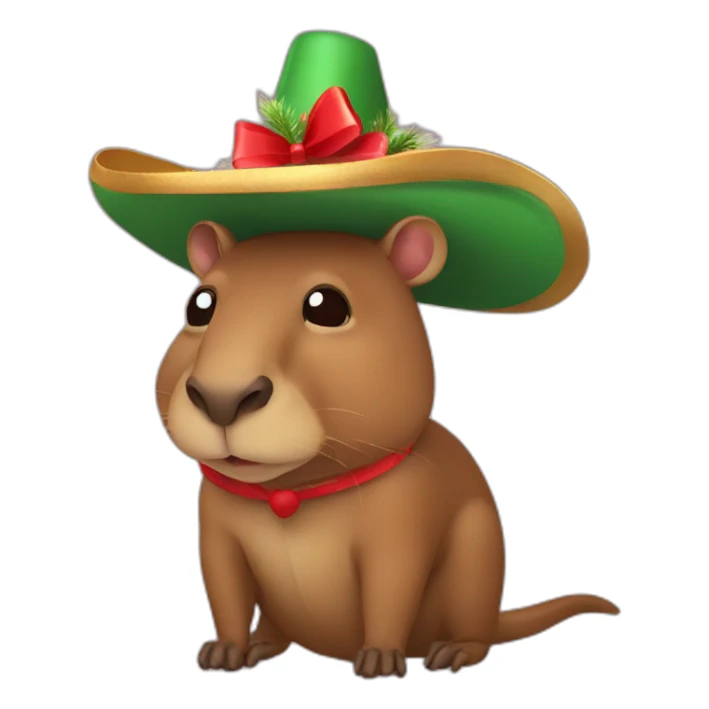 Capibara con sombrero de navidad sticker