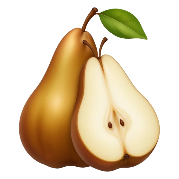 Thicc brown pear cut in half front only sticker
