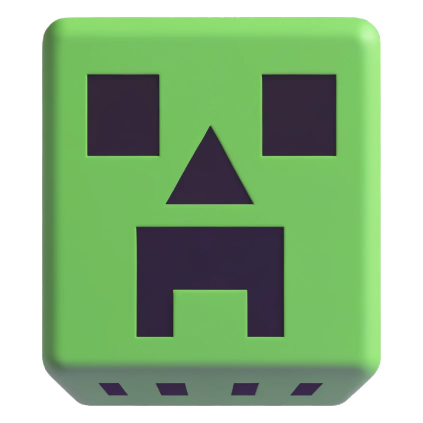 minecraft creeper face, blocky, green and black sticker