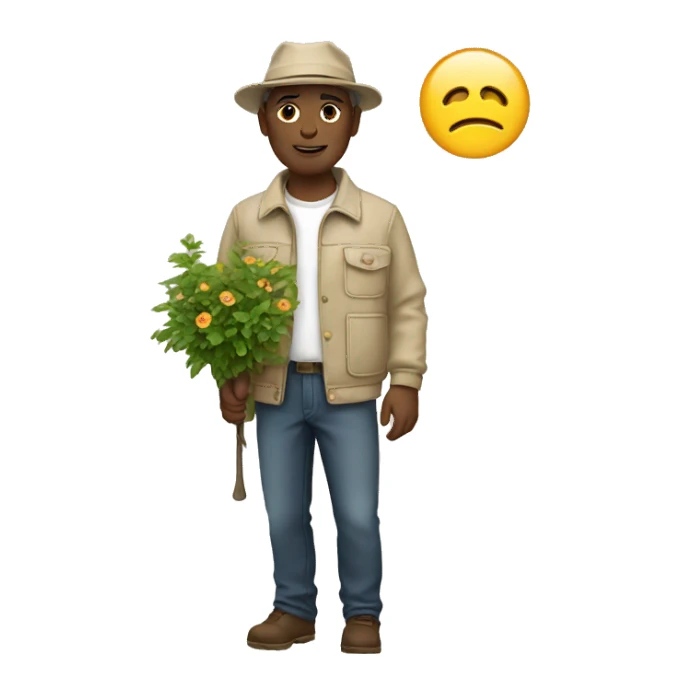gardener beige jacket white male sticker
