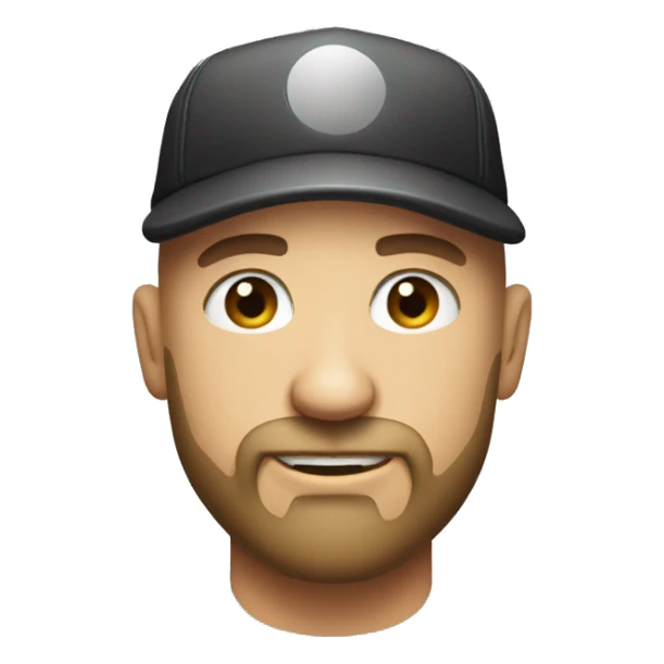 bald head, clean beard, hat, truckman  sticker