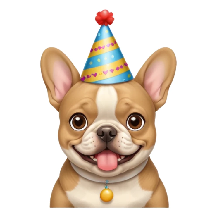 Frenchie wearing birthday hat sticker