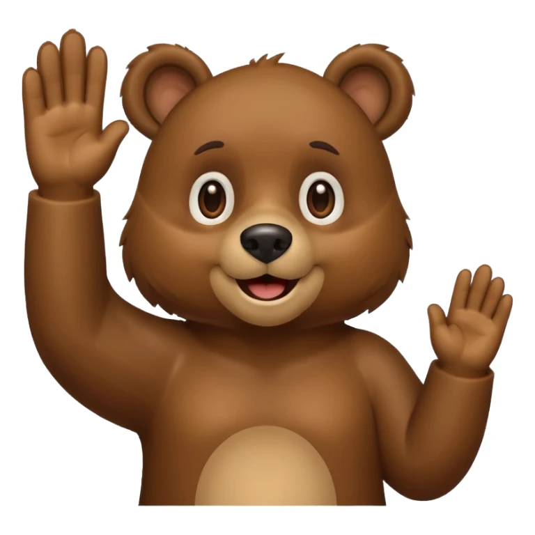 happy bear with paws up, waving sticker