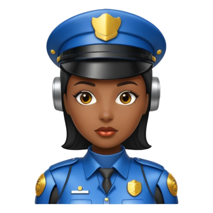 black half robot cop woman sticker