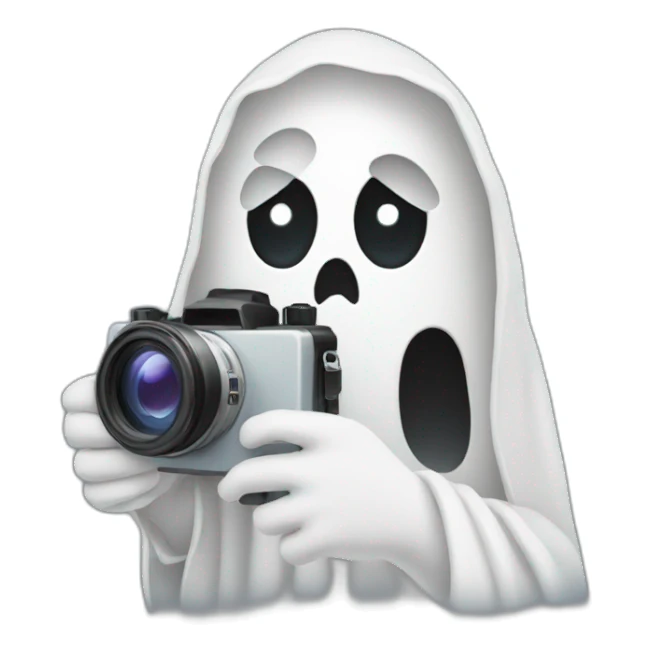 Ghost holding a camera sticker