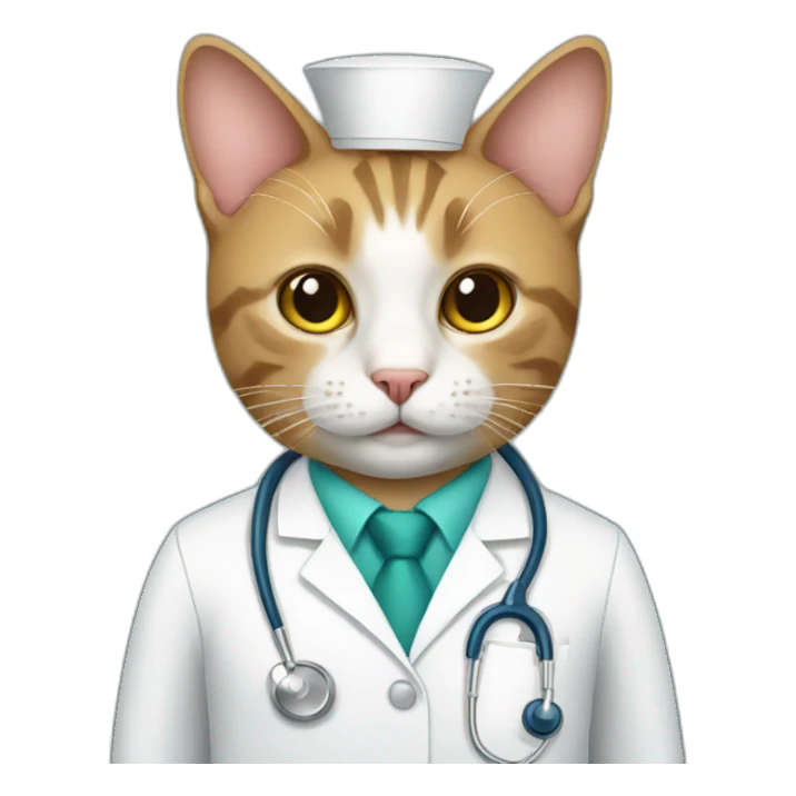 cat wearing doctors uniform sticker
