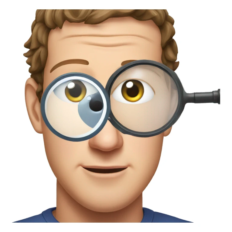 Mark zuckerberg looking through a magnifier sticker
