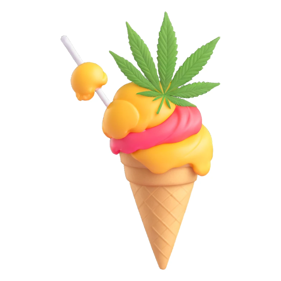gelato with cannabis leaf sticker