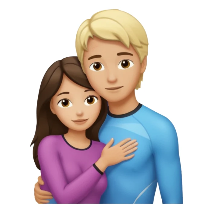 brunette hugging blond surfer dude sticker