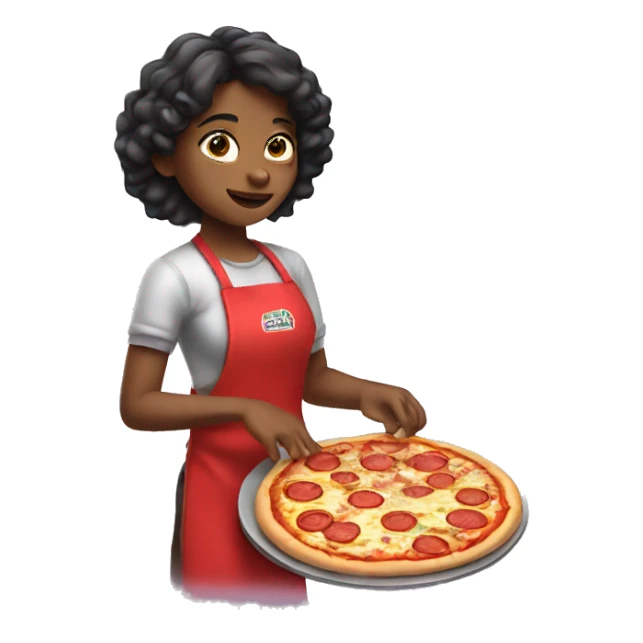 Girl making pizza sticker
