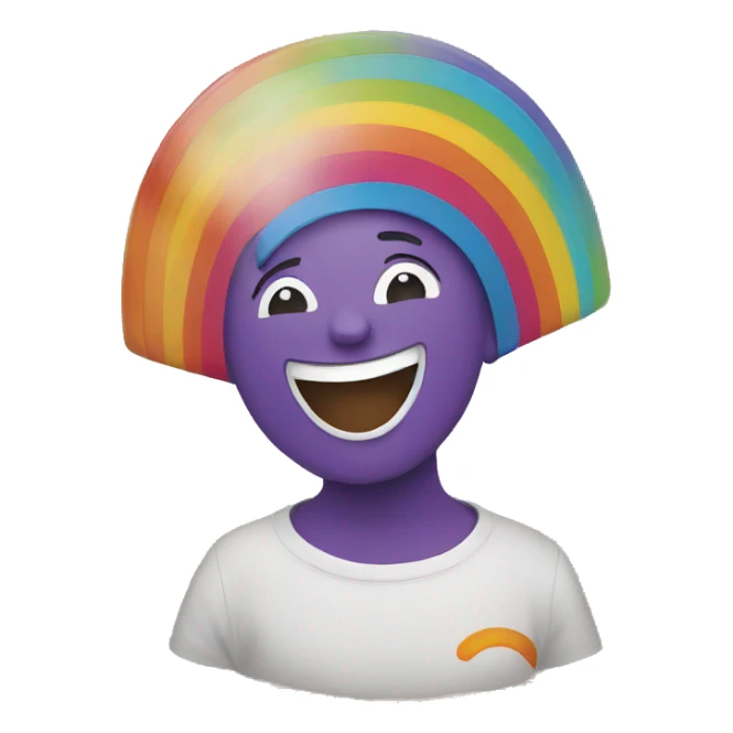 person laughing with rainbow sticker