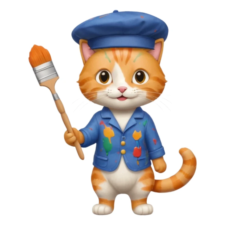 cat painter, full body sticker