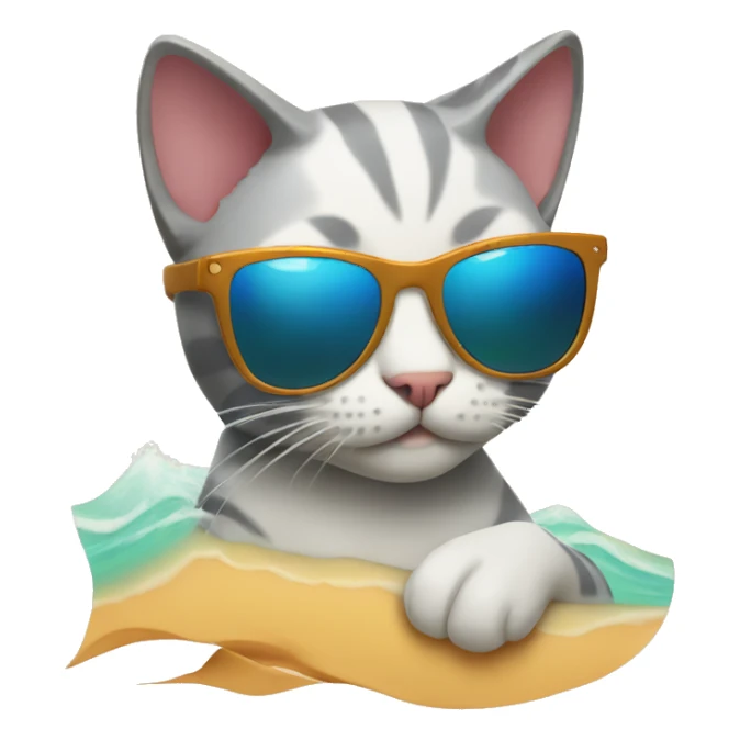 cat with sunglasses at the beach sticker