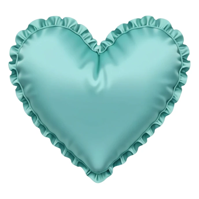 Light turquoise silk heart shaped pillow with ruffles sticker