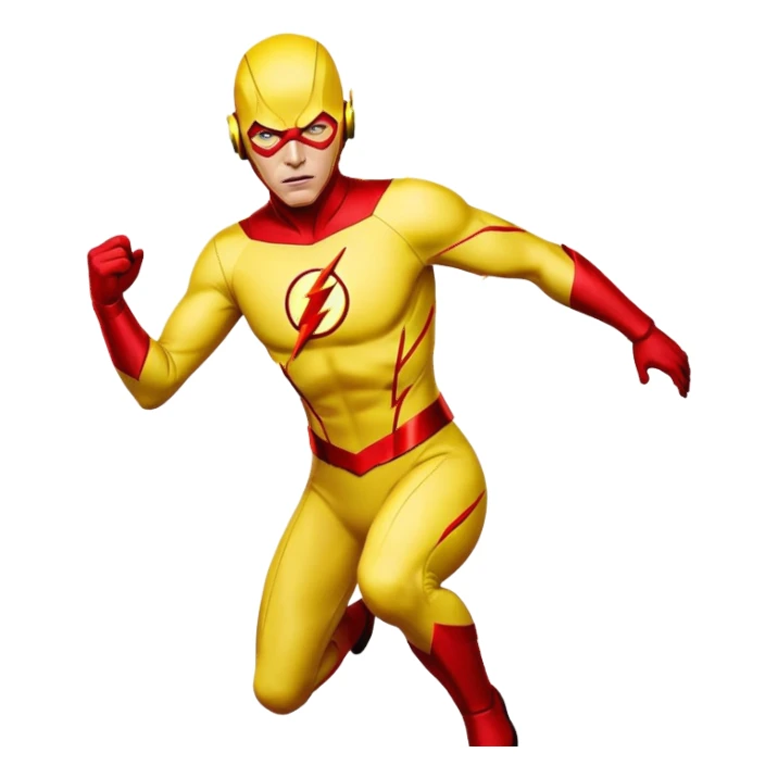 Reverse Flash DC Comics villain in yellow suit with red lightning sticker