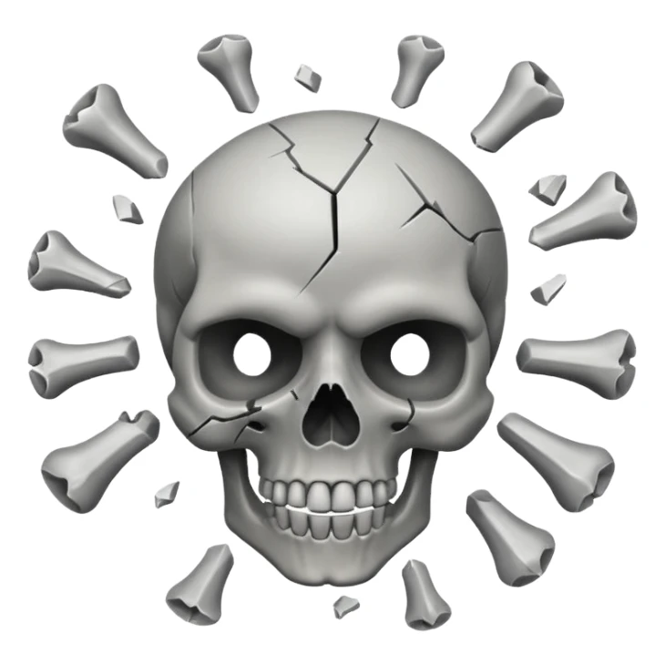 Skull emoji mixed with exploding head emoji sticker