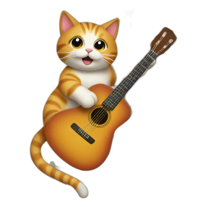 cat sitting on a tree, playing a guitar  sticker